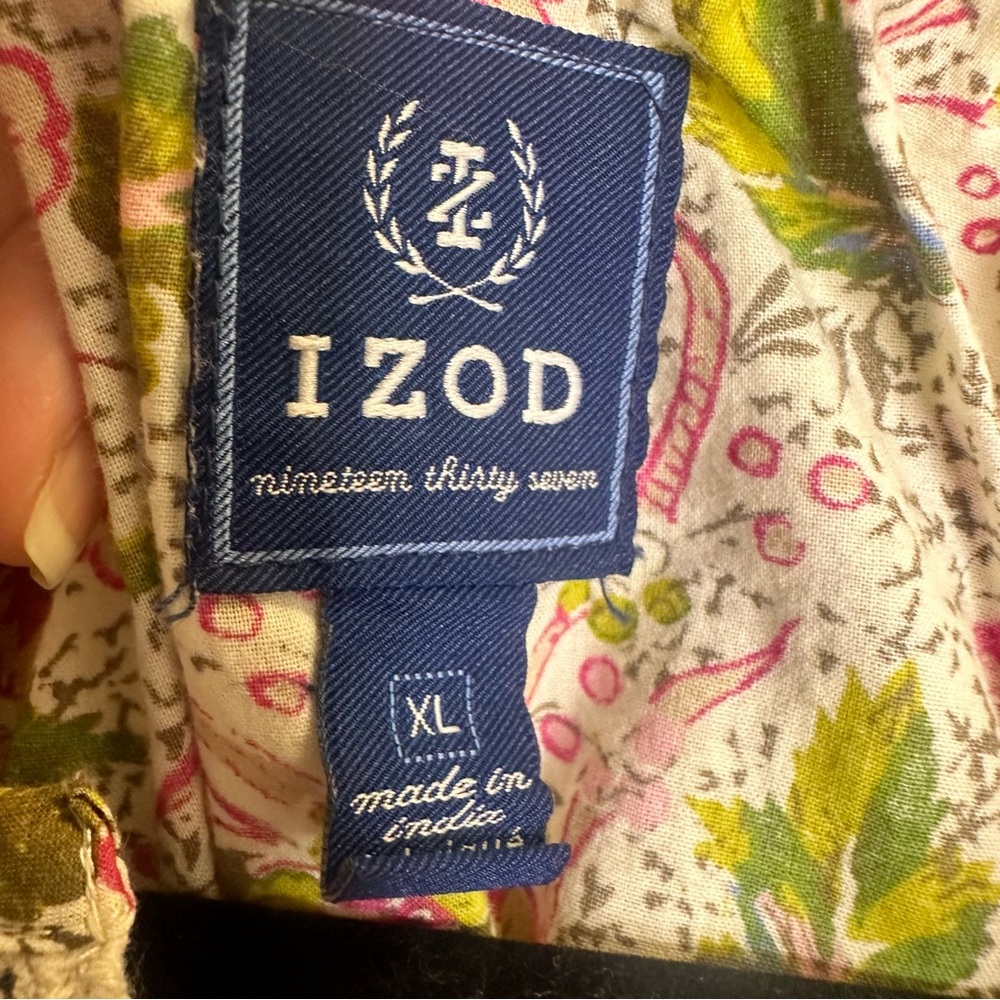 Izod Long Sleeve Floral Print V Neck Blouse Size XL - Picture 4 of 5